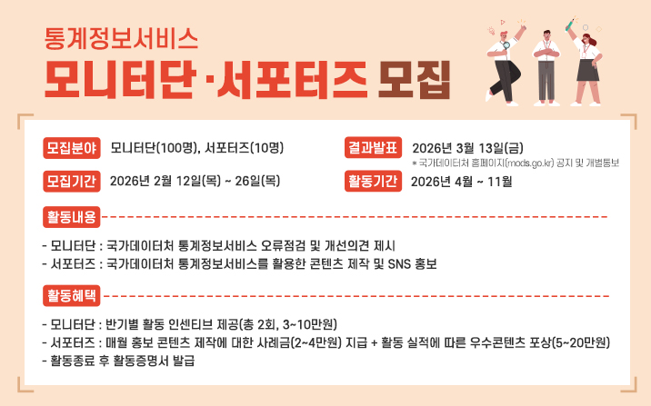 통계정보서비스 모니터단 서포터즈 모집